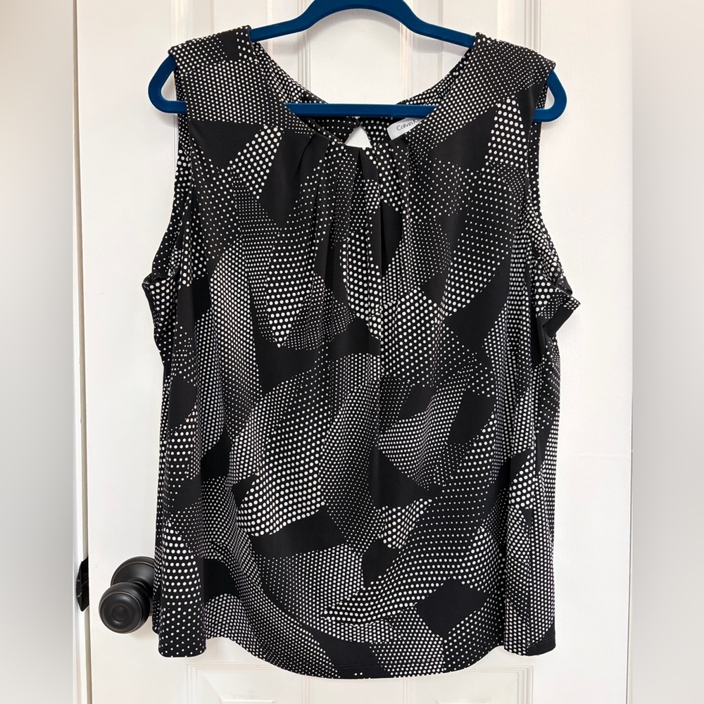 Calvin Klein Monochrome Geometric Blouse Size 2X